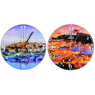 Cesme Themed Epoxy Wall Clock Home Decoration 20 Cm - 4