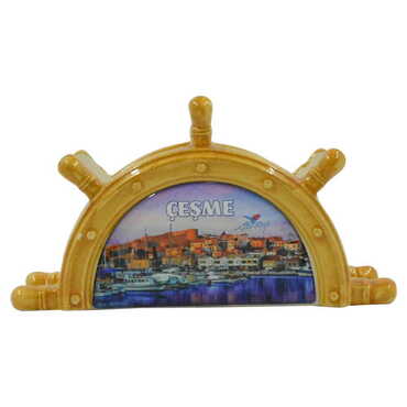 Cesme Themed Anchor Shaped Ceramic Napkin Holder - Thumbnail