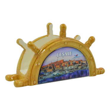 Cesme Themed Anchor Shaped Ceramic Napkin Holder - Thumbnail