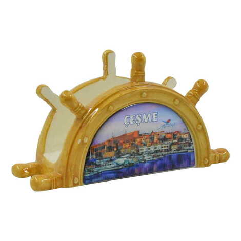 Cesme Themed Anchor Shaped Ceramic Napkin Holder