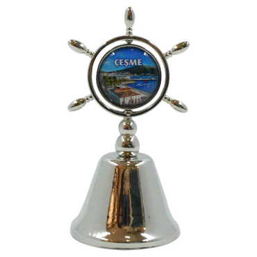 Myros - Cesme Themed Collectible Souvenir Double Face Metal Spinner Rudder Bell 44x92 mm