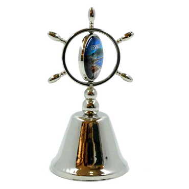 Cesme Themed Collectible Souvenir Double Face Metal Spinner Rudder Bell 44x92 mm - Thumbnail