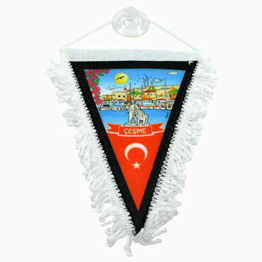 Myros - Cesme Themed Custom Printed Triangular Pennant 10X15Cm