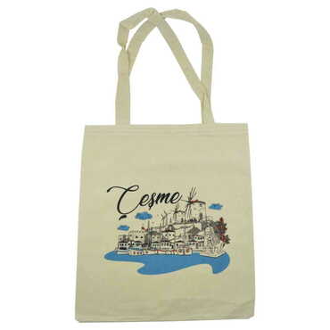 Myros - Cesme Themed Customised Colorful Shopping Tote Bag 450x350 mm