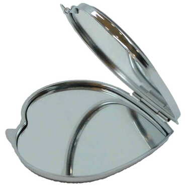 Cesme Themed Customised Metal Epoxy Travel Make Up Compact Heart Shaped Mirror 70x65x8 mm - Thumbnail