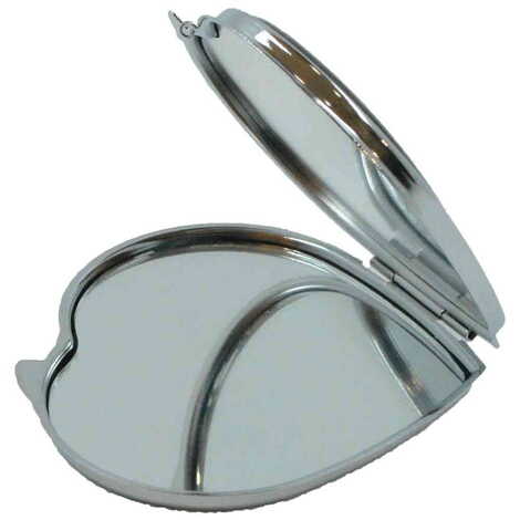 Cesme Themed Customised Metal Epoxy Travel Make Up Compact Heart Shaped Mirror 70x65x8 mm