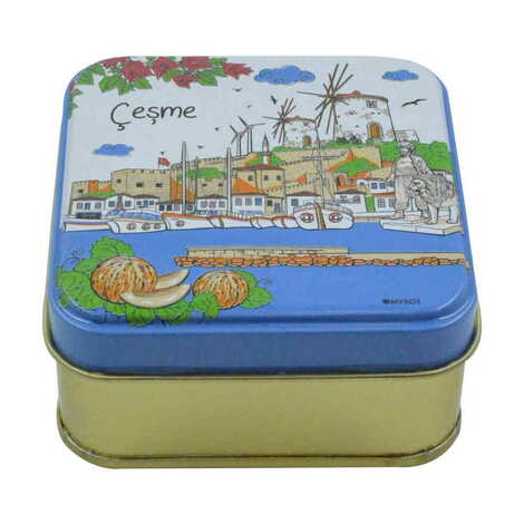 Cesme Themed Customised Round Tin Metal Box 75x75x35 mm