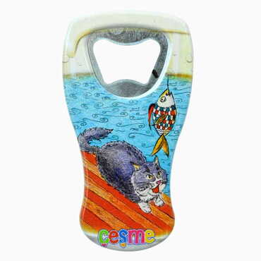 Cesme Themed Customised UV Printed Beer Glass Shape Plastic Base Bottle Opener 52x97 mm - Thumbnail