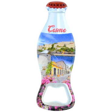 Myros - Cesme Themed Customised Uv Printed Coca Cola Bottle Shape Plastic Base Bottle Opener 42x120 mm