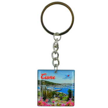 Cesme Themed Double Face Printed Epoxy Keychain - Thumbnail