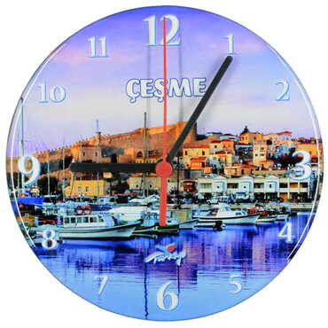 Cesme Themed Epoxy Wall Clock Home Decoration 20 Cm - Thumbnail