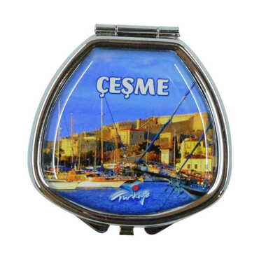 Myros - Cesme Themed Metal Oval Pill Box