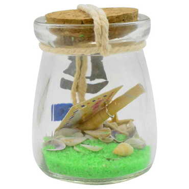 Cesme Themed Mini Glass Bottle with Cork Cap - Thumbnail