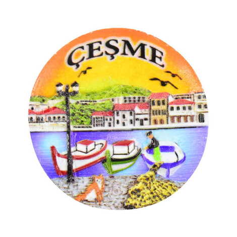 Cesme Themed Polyester UV Printed Stoned And Nacrous Fridge Magnet - 3