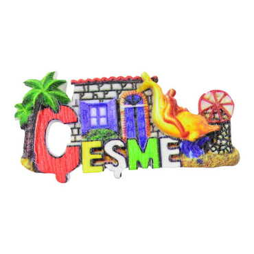 Cesme Themed Polyester UV Printed Stoned And Nacrous Fridge Magnet - Thumbnail