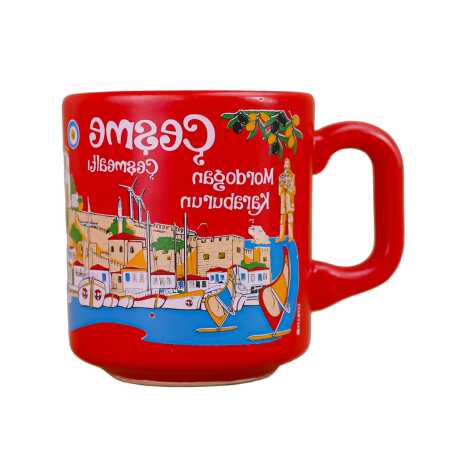 Çeşme Themed Traditional Ceramic Cappuccino Mug - 7