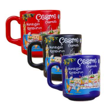 Çeşme Themed Traditional Ceramic Cappuccino Mug - 2
