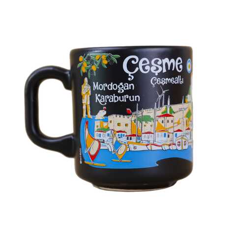Çeşme Themed Traditional Ceramic Cappuccino Mug - 4