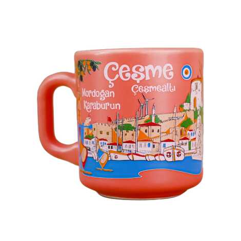 Çeşme Themed Traditional Ceramic Cappuccino Mug - 6