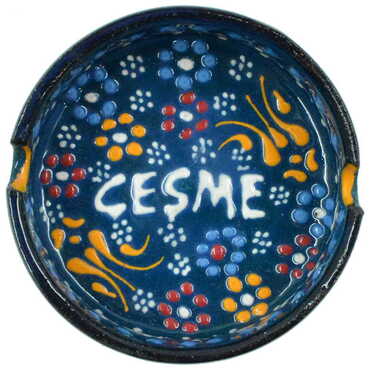 Myros - Cesme Themed Turkish Ceramic B Serie Ashtray Medium Size