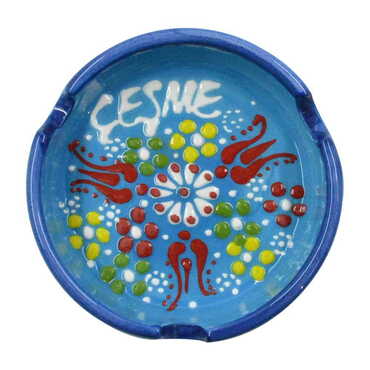 Myros - Cesme Themed Turkish Ceramic Relief Ashtray Small Size