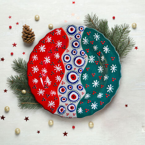 Christmas Themed 18 cm Embossed Plate - 4