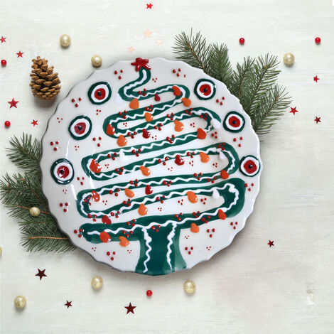 Christmas Themed 18 cm Embossed Plate - 5