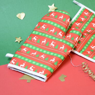 Myros - Christmas Themed Customised Digital Printed Kitchen Glove 300x150 mm