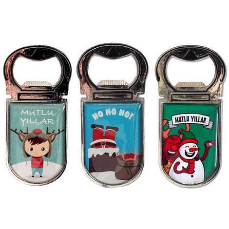 Christmas Themed Customizable Metal Magnetic Bottle Opener 40x95 mm - 3
