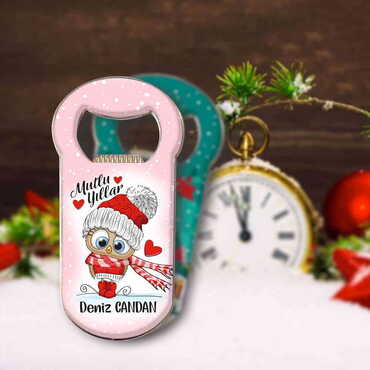 Myros - Christmas Themed Customizable Metal Magnetic Bottle Opener 95x42 mm