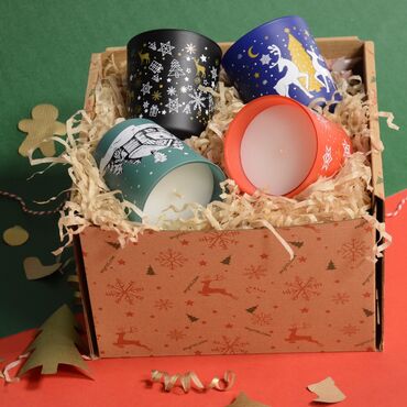 Myros - Christmas Themed Four Glass Candles Set