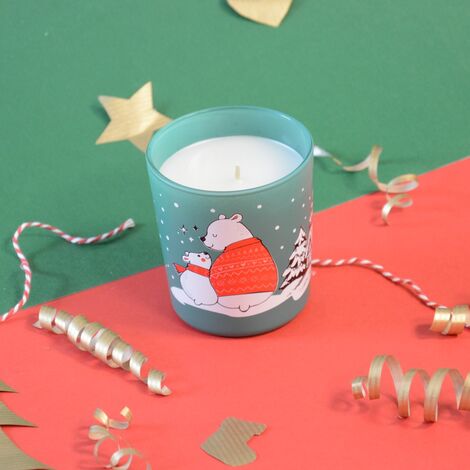 Christmas Themed Four Glass Candles Set