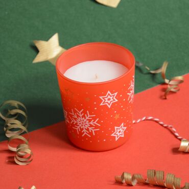 Christmas Themed Four Glass Candles Set - Thumbnail
