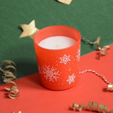 Christmas Themed Four Glass Candles Set