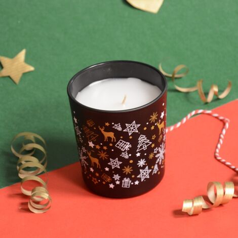 Christmas Themed Four Glass Candles Set