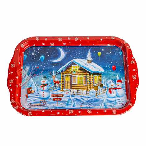 Christmas Themed Large Rectangular Metal Tray 295x225 Cm - 6