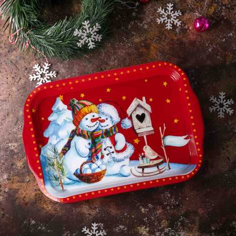 Christmas Themed Large Rectangular Metal Tray 295x225 Cm - 4