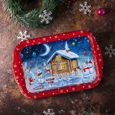 Christmas Themed Large Rectangular Metal Tray 295x225 Cm - 5
