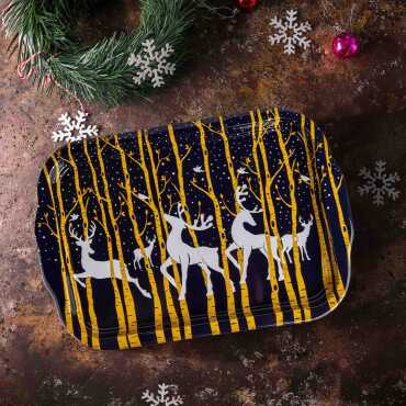 Christmas Themed Large Rectangular Metal Tray 295x225 Cm - 6