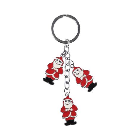 Christmas Themed Metal Customized Enamel Keyring 3 Charms - 2