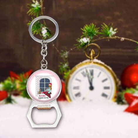 Christmas Themed Metal Keychain With Opener 35x120 mm