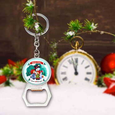 Christmas Themed Metal Keychain With Opener 35x120 mm - Thumbnail