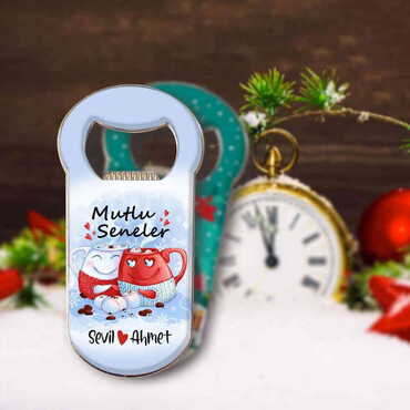 Myros - Christmas Themed Customizable Metal Magnetic Bottle Opener 95x42 mm