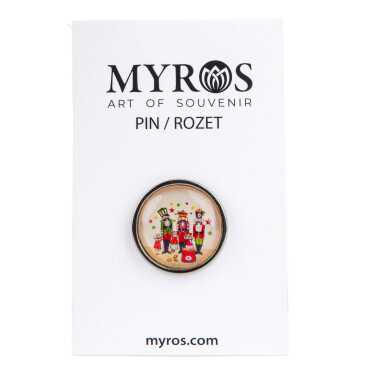 Christmas Themed Myros Metal Round Badge 18 mm - 3