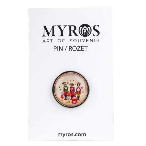 Christmas Themed Myros Metal Round Badge 18 mm - 3