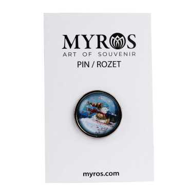 Christmas Themed Myros Metal Round Badge 18 mm - 4