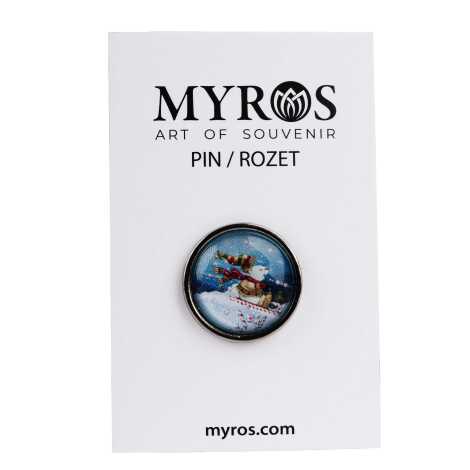 Christmas Themed Myros Metal Round Badge 18 mm - 4