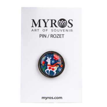 Christmas Themed Myros Metal Round Badge 18 mm - 5