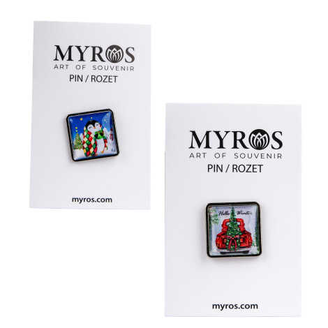 Christmas Themed Myros Metal Square Badge 18x18 mm - 2