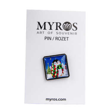 Christmas Themed Myros Metal Square Badge 18x18 mm - 3